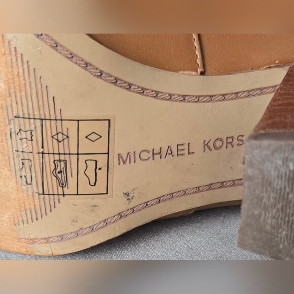 Michael Kors Leather Ankle Boots Women’s 7M Brown Block Heel Chelsea Booties MK - Picture 11 of 12